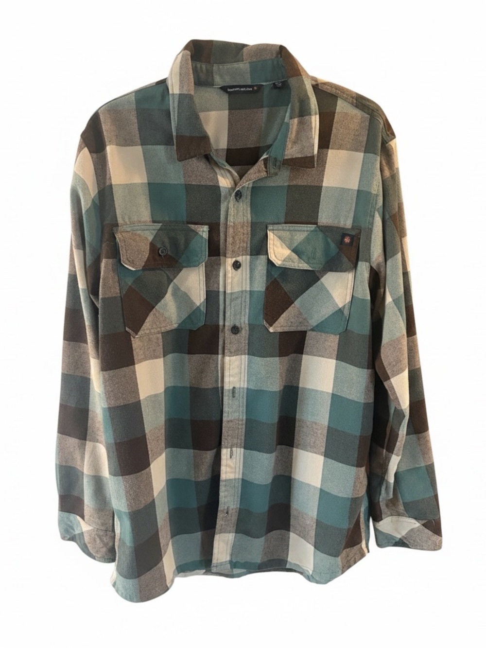 Casual Teal Plaid Button-Down Shirt - Unbranded